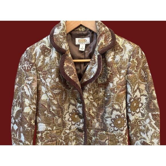 Vintage Talbots Fall Floral Tapestry Blazer Jacket Boho Academia Size 4P Autumn - Picture 2 of 6